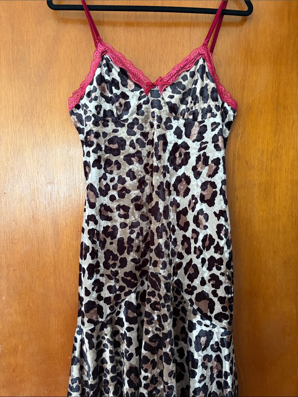 ROMWE Leopard Print Slip Dress with Pink Lace Trim